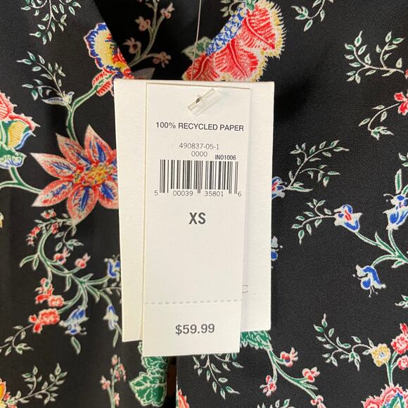NWT Banana Republic Women's Long Sleeve Blouse Top Dark Floral Size XS Career - Picture 8 of 8